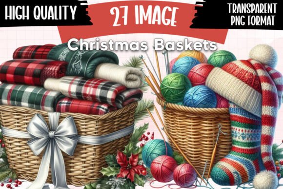 Christmas Baskets Clipart Part 2: Premium Illustrations for Holiday Content