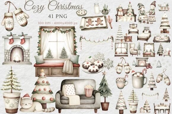 Christmas Cozy Winter Clipart Bundle for Illustrations