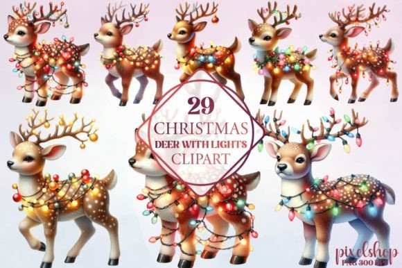 Christmas Deer with Lights Clipart: A Review for Illustrations