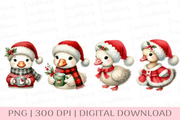 Christmas Gooses Santa Merry Goosemas Illustrations Review