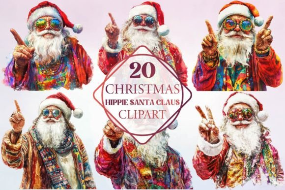Christmas Hippie Santa Claus Clipart Review