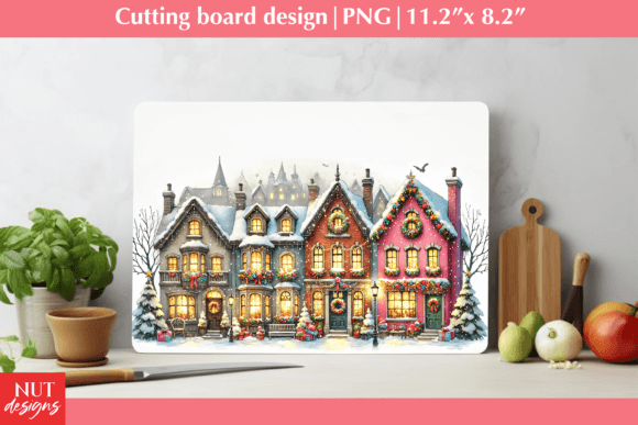 Christmas Houses Background PNG for Illustrations