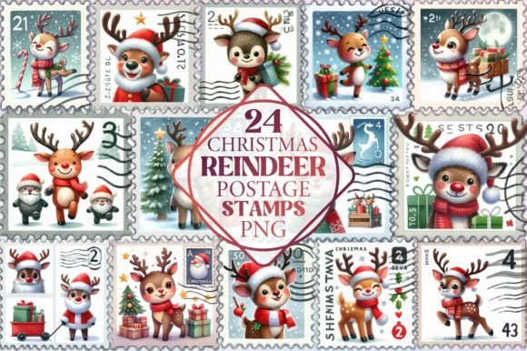 Christmas Reindeer Postage Stamps Embroidery Review