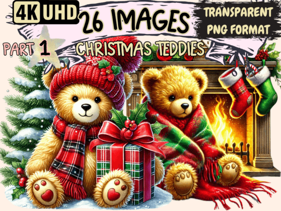 Christmas Teddies Clipart P1: A Crafter’s Review of Festive Illustrations