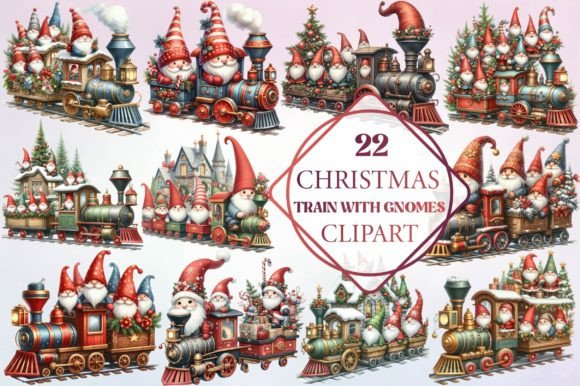 Christmas Train with Gnomes Clipart: A Publisher’s Review of Seasonal Illustrations