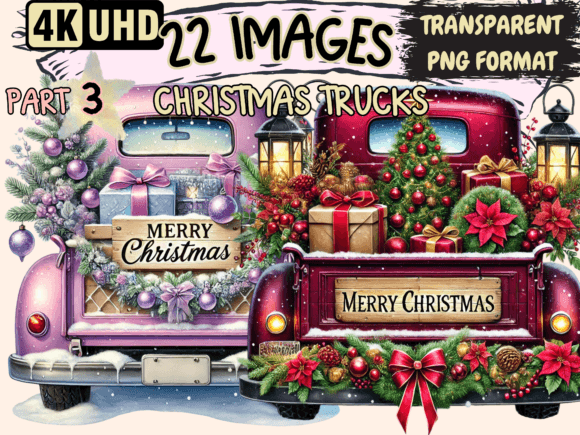 Christmas Trucks Clipart P3 Review for Illustrations