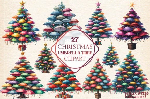 Christmas Umbrella Tree Clipart: A Publisher’s Take on Seasonal Illustrations