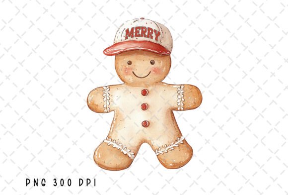 Gingerbread Baseball Cap Christmas PNG: Festive Illustrations for Local Brands