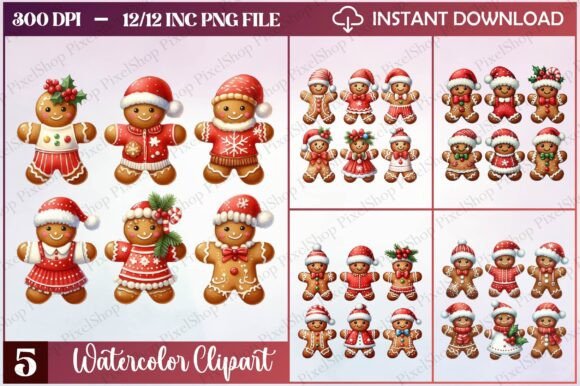 Gingerbread Men Christmas Clipart for Seasonal Illustrations