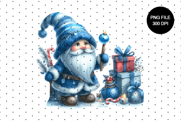 Gnome Santa Christmas Watercolor Clipart for Illustrations