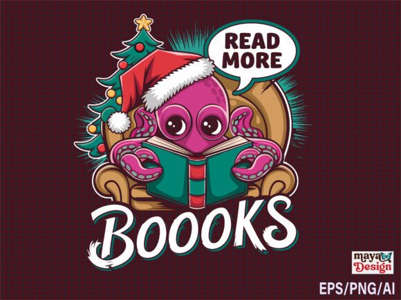 Read More Books Christmas Tshirt Design for Illustrations