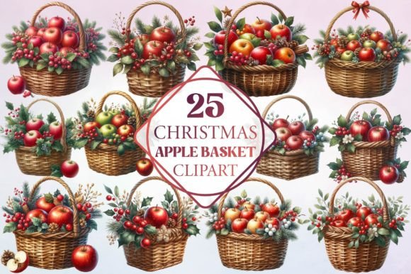 Watercolor Christmas Apple Basket Review for Illustrations