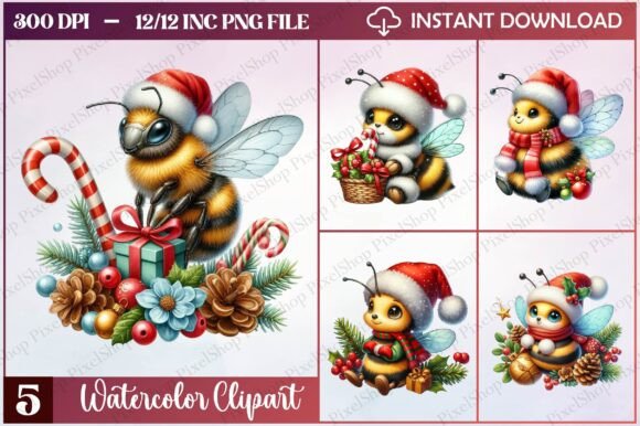 Watercolor Christmas Bee Sitting Clipart: A Designer’s Review for Branding and Print