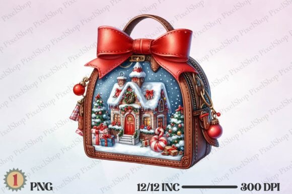 Watercolor Christmas School Bag Illustrations for Brand Identity
