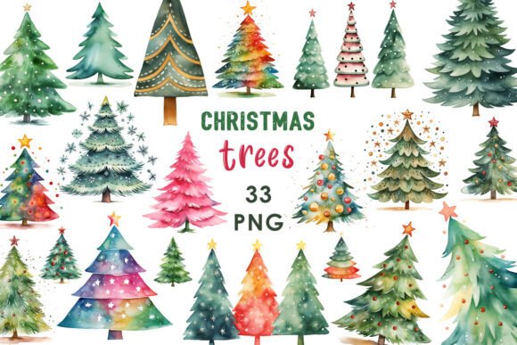 Watercolor Christmas Trees Clipart Set: A Designer’s Review